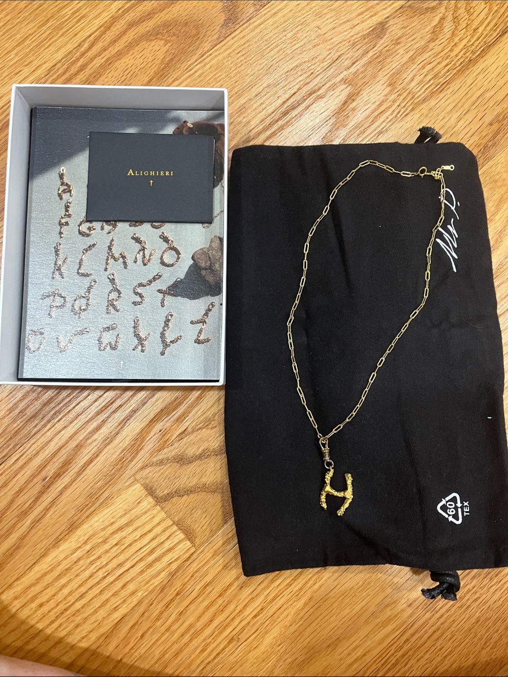 Alighieri Gold 'H' Pendant Paperclip Chain Necklace